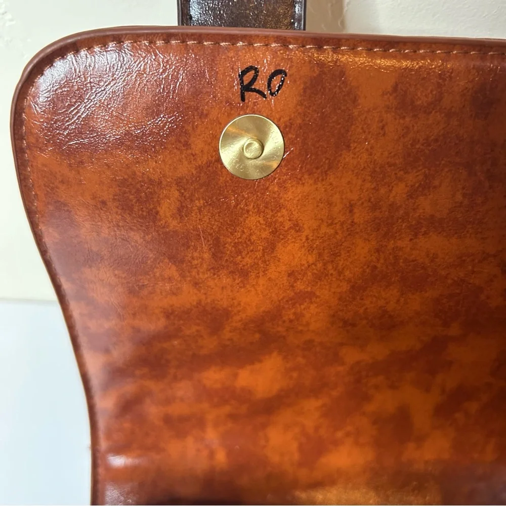 ECOSUSI Vintage Faux Leather Messenger Laptop Bag Satchel Brown with Bow 10x13
